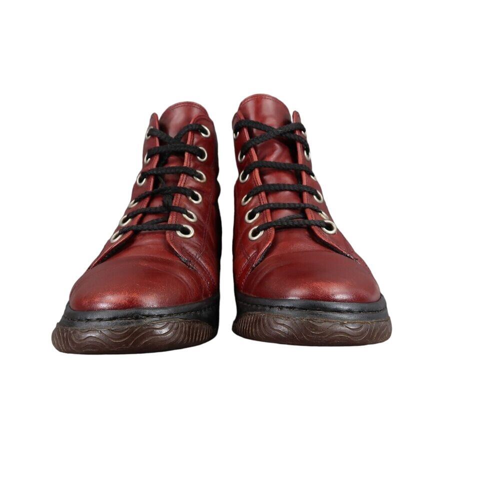 Kenneth Cole Shoes Womens 7.5 Sneaker Boot Leather Red Casual Port Authority Mid - Picture 3 of 15